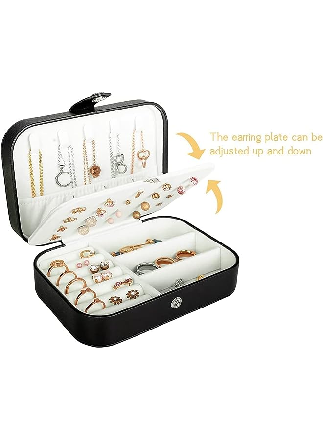 vesus Jewelry Box, PU Leather Small Jewelry Organizer for Women Girls, Small Jewelry Organizer Boxes Storage Holder Boxes for Stud Earrings, Rings, Necklaces, Bracelets (Black) - Image 3