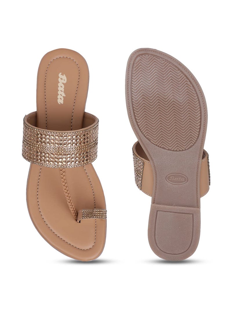 Bata Women's GALAXY E Gold Flats - 5 UK (5718123) - Image 4