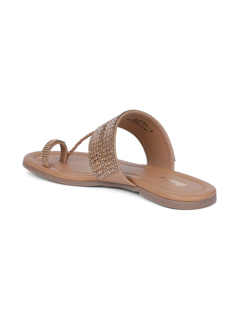 Bata Women's GALAXY E Gold Flats - 5 UK (5718123) - Image 2