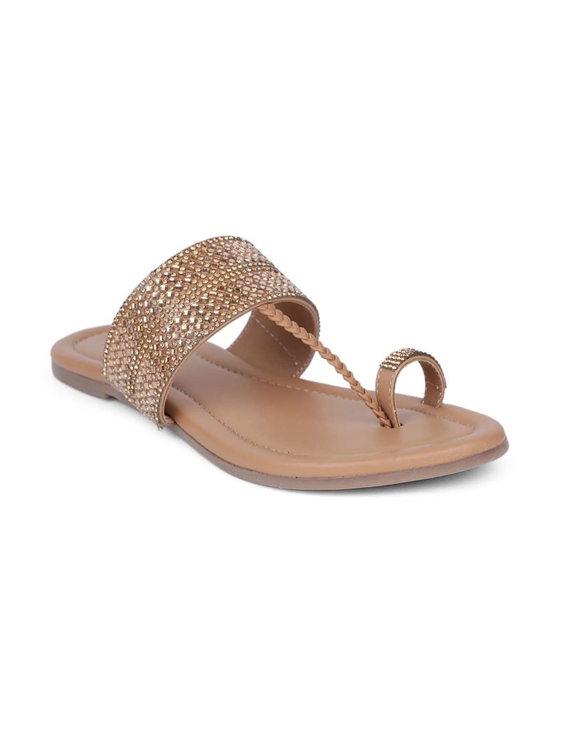 Bata Women's GALAXY E Gold Flats - 5 UK (5718123) - Image 1