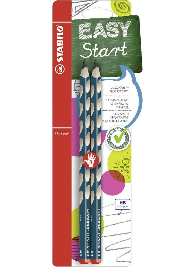 ستابيلو قلم رصاص خشبي جرافيت مريح من STABILO مقاس 3.15 مم HB | مناسب لليد اليمنى | Easygraph | عبوة من قطعتين | بترولي - Image 1