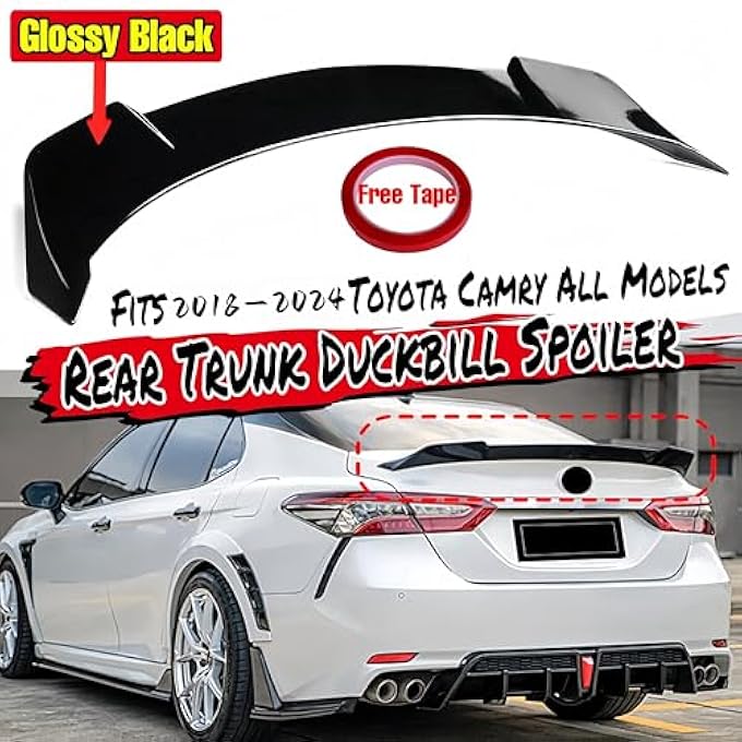 rayihni Rear Trunk Spoiler Compatible With 20182024 Toyota Camry Se Xse L Le Xle Hybrid Yofer V2 Fits For 1824 Sedan High Kick Spoiler Wing Lip Glossy Black - Image 4
