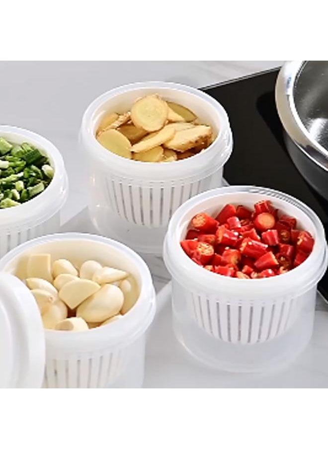 Thoraya Garlic Drain Sealed Box Multifunction Round Transparent Food Storage Containers with Drain Basket for Onion Ginger Garlic  - Image 5