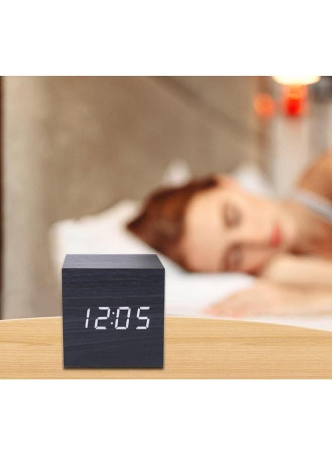 Generic - Digital LED Alarm Clock Wood Desk Clock Table Decor Glow Clock Home - Image 1