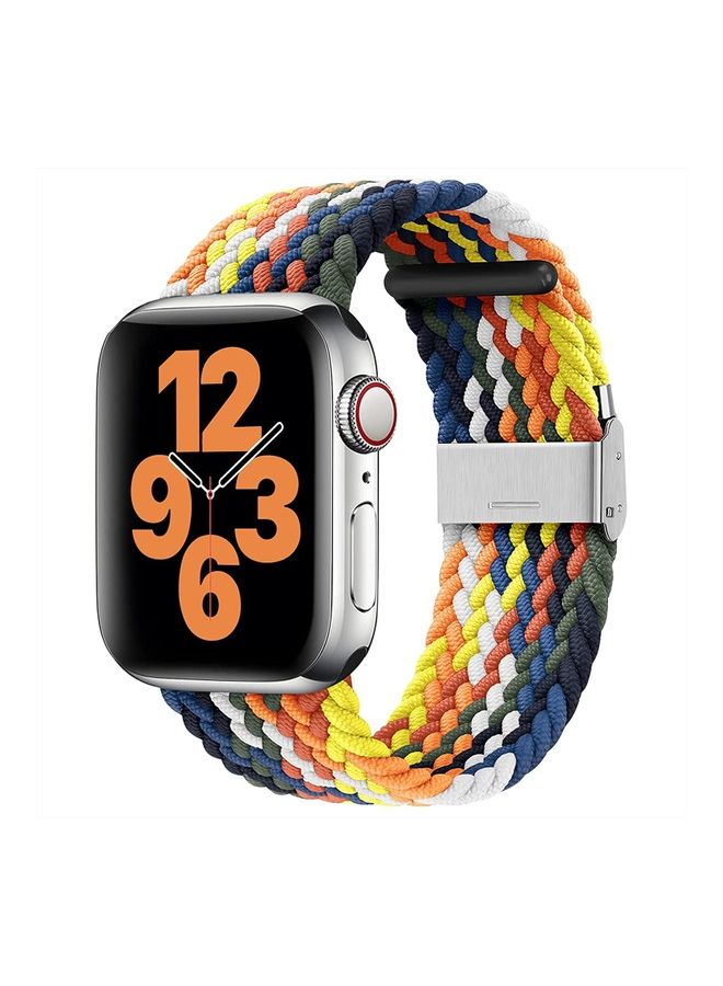 NIBEMINENT Nylon Solo Loop Strap Compatible with Apple Watch 44/42mm SE /Series 7/6/5/4/3/2/1 Colorful - Image 1