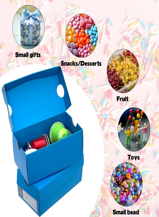 Foxtell 24 Pack Mini Sneaker Boxes for Party Favors 4.7 x 2.5 x 2 Inch Mini Shoe Gifts Boxes for Candies Cookies Snacks Sports Small Gift Case with Label for Wedding , Holiday, Birthday Party Favor (Blue - Image 4