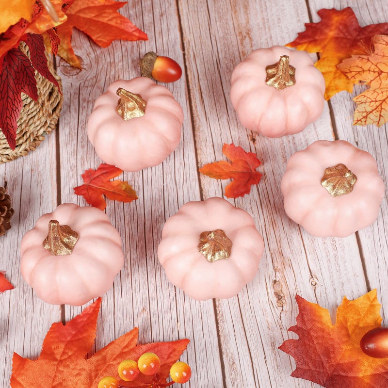 Whaline قرع صناعي من واهلين بالجملة - قرع وردي قديم - قرع واقعي مزيف من رغوة للزينة في الخريف والهالوين وحفلات المنزل واحتفالات عيد الشكر وزينة المطبخ وحفلات الزفاف (12 قطعة) - Image 4