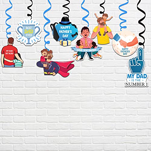 Festiko® Father's Day/Super Dad Birthday Party Decorations Items for Surprise (All in One Surprise KIT Banner,Swirls,Cake Toppers,Cup Cake Topper,Ribbons)- 16 Pcs - Image 2