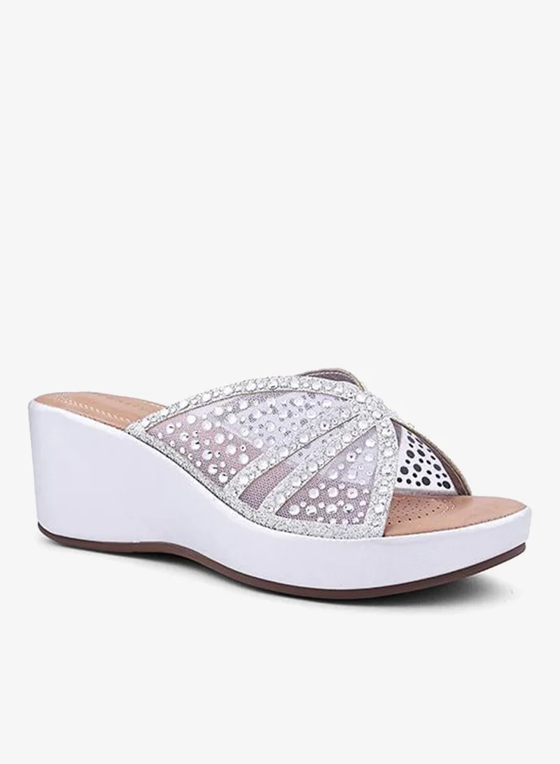 أيقون صنادل سهلة الارتداء مزينة بالكريستال