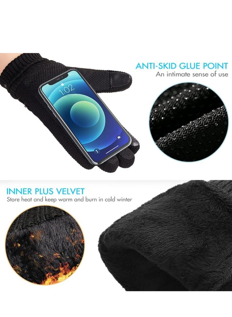 SYOSI Winter Warm Gloves, Anti Slip Touchscreen Gloves Knit Elastic Cuff, Windproof Thermal Gloves, Thickened Fleece Lining Gloves, Cold Weather Water Resistant Cycling Outdoor Sports Gloves for Men Women - Image 3