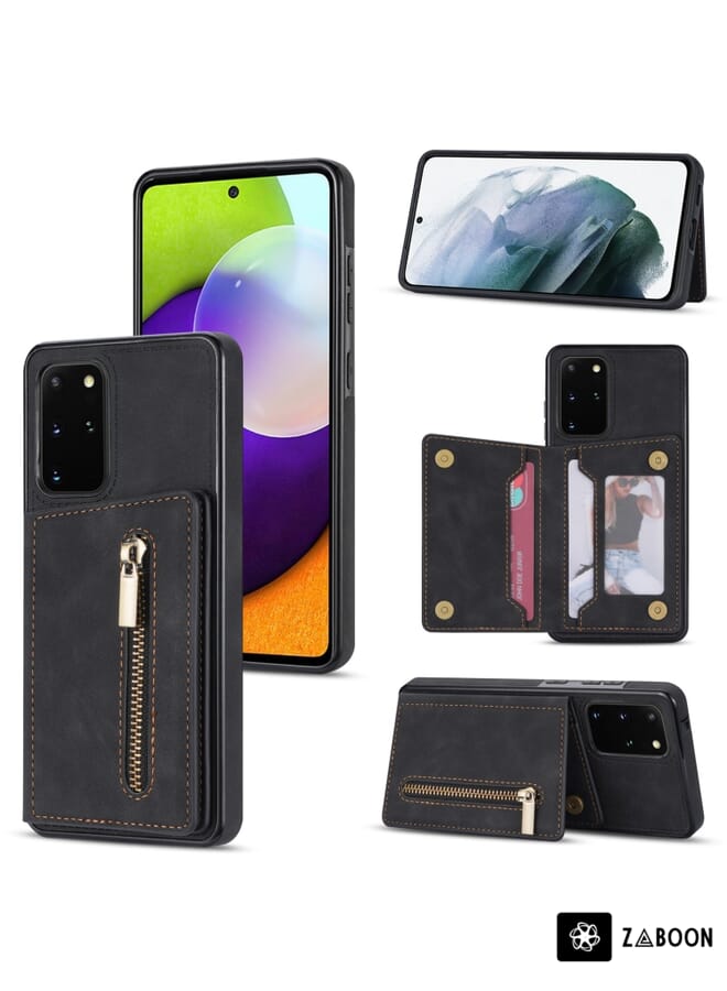 Zaboon Protective Case For Samsung Galaxy A21s Multifunctional Retro Frosted Horizontal Flip Leather Case with Card Slot & Holder & Zipper Wallet & Photo Frame & Lanyard  - Image 1