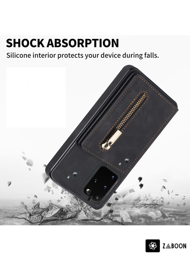 Zaboon Protective Case For Samsung Galaxy A21s Multifunctional Retro Frosted Horizontal Flip Leather Case with Card Slot & Holder & Zipper Wallet & Photo Frame & Lanyard  - Image 4