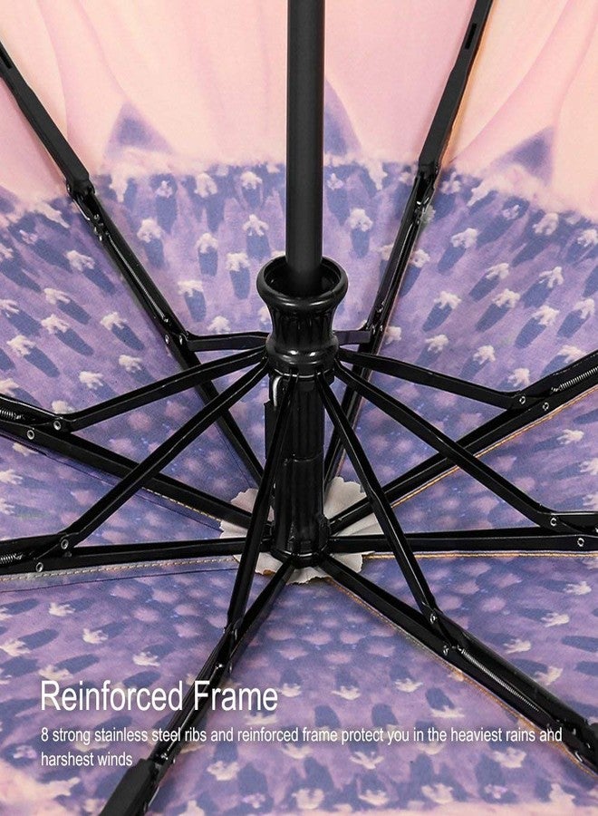 YumSur Automatic Umbrellas - Windproof Lightweight Travel Compact Folding Umbrella Sunflower Design, Reinforced Canopy, Auto Open/Close, for Business and Travels or Summer Wedding Gifts - Image 4