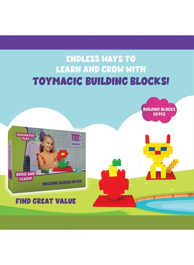 ToyMagic DIY Creative Explosion Construction Blocks 50Pcs|Constructive&Creative Activity Kit|Fun Educational Learning Toy|Skill Development Toy|Best Birthday Return Gift for Kids|Made in India,Multi - Image 2