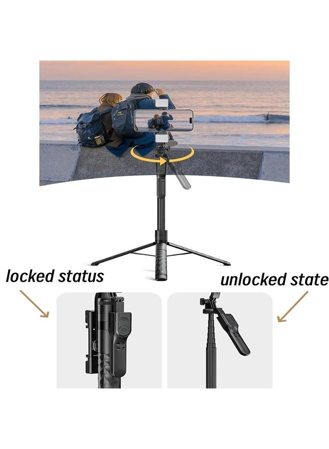 عصا سيلفي من الألومنيوم مع مثبت هاتف قابل للدوران 360 درجة متعدد الاستخدامات وقابل للحمل - 170سم مع جهاز تحكم لاسلكي وحامل هاتف وضوء LED الجمال مناسب لجميع الهواتف - Image 5