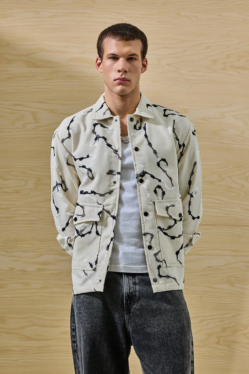 SNITCH جاكيت بيج بقصة مريحة بتصميم تجريدي