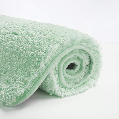 Suchtale Non Slip Bath Mat 20 x 32 Pale Green Water Absorbent Soft Microfiber Shaggy Bathroom Rug Machine Washable Thick Plush Shower Mat