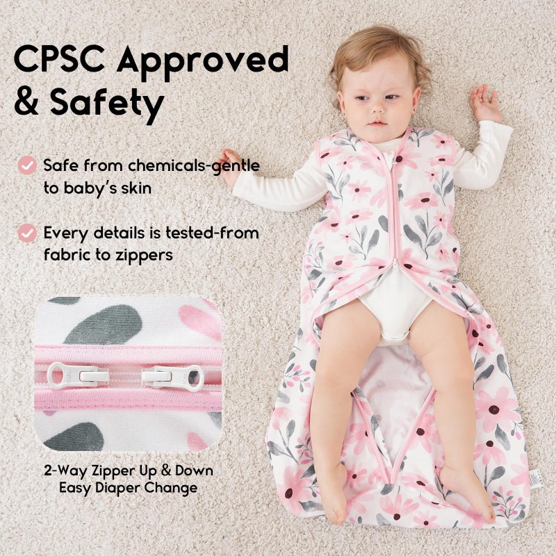 Yoofoss Baby Sleep Sack 12-18 Months 0.5 Tog Wearable Blanket for Baby, 3 Pack 100% Organic Cotton Infant Toddler Sleeping Sack 2-Way Zipper Lightweight Sleep Sack - Image 3
