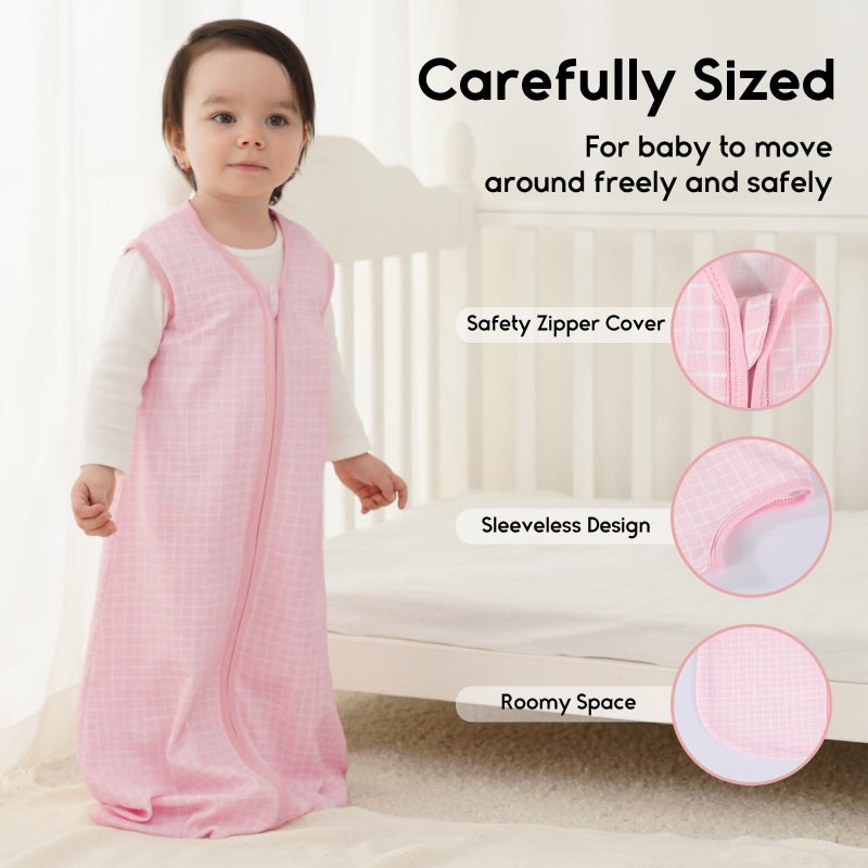 Yoofoss Baby Sleep Sack 12-18 Months 0.5 Tog Wearable Blanket for Baby, 3 Pack 100% Organic Cotton Infant Toddler Sleeping Sack 2-Way Zipper Lightweight Sleep Sack - Image 4