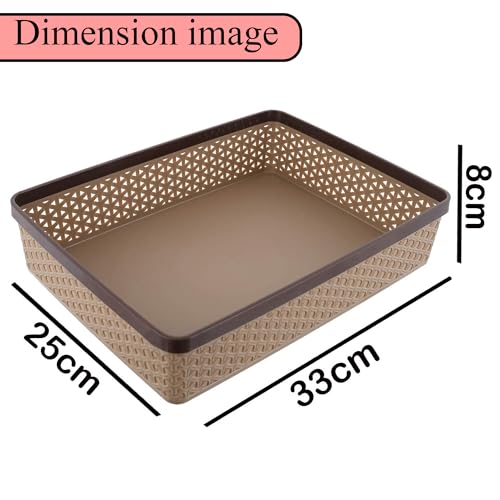 Kuber Industries Plastic (Pack of 4) Office Tray for Table | Stationary Storage & Paper Tray for Office Desk | Multi-Purpose File, Document Storage Tray | Coffee - Image 3