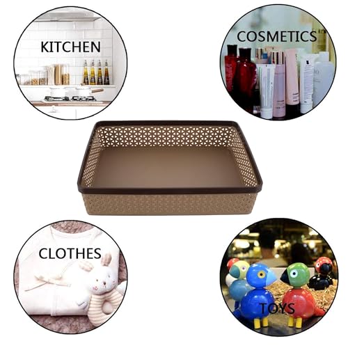 Kuber Industries Plastic (Pack of 4) Office Tray for Table | Stationary Storage & Paper Tray for Office Desk | Multi-Purpose File, Document Storage Tray | Coffee - Image 5