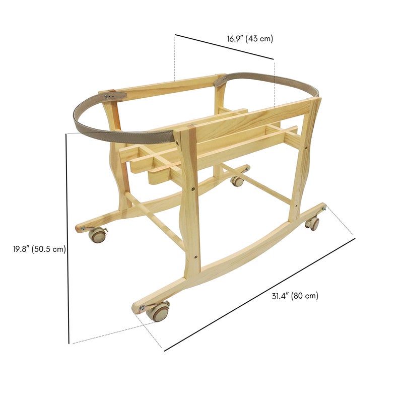 ECOADE Moses Basket Stand, Baby Moses Basket Rocker Stand - Natural Wood - Image 3