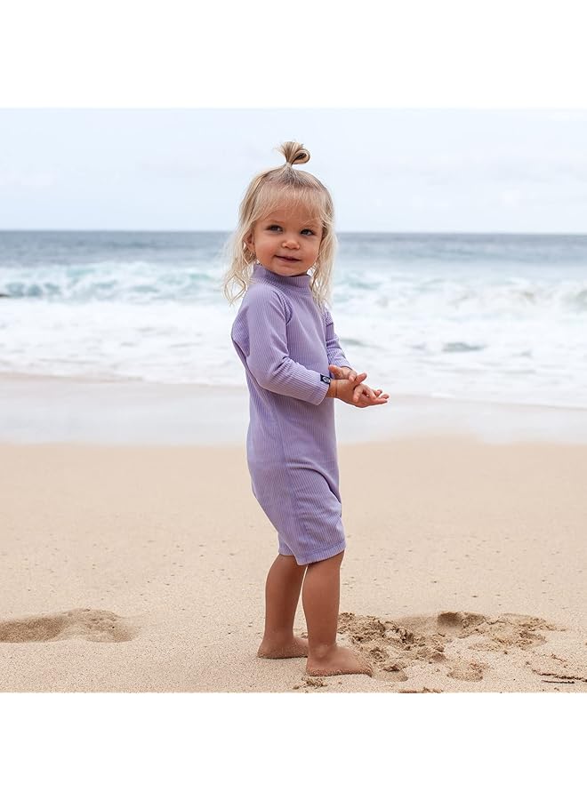 BEACH & BANDITS Ribbed Baby Swimsuit For Girl Xx Small Lavender - Image 2