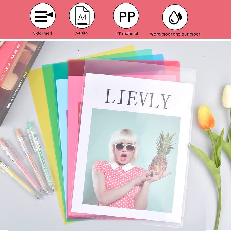 Shining Zon L Folder File A4 Size Durable Transparent Colour Documents Sleeves for Protection Plastic Paper Holders Organizer (Pack of 50) - Image 5