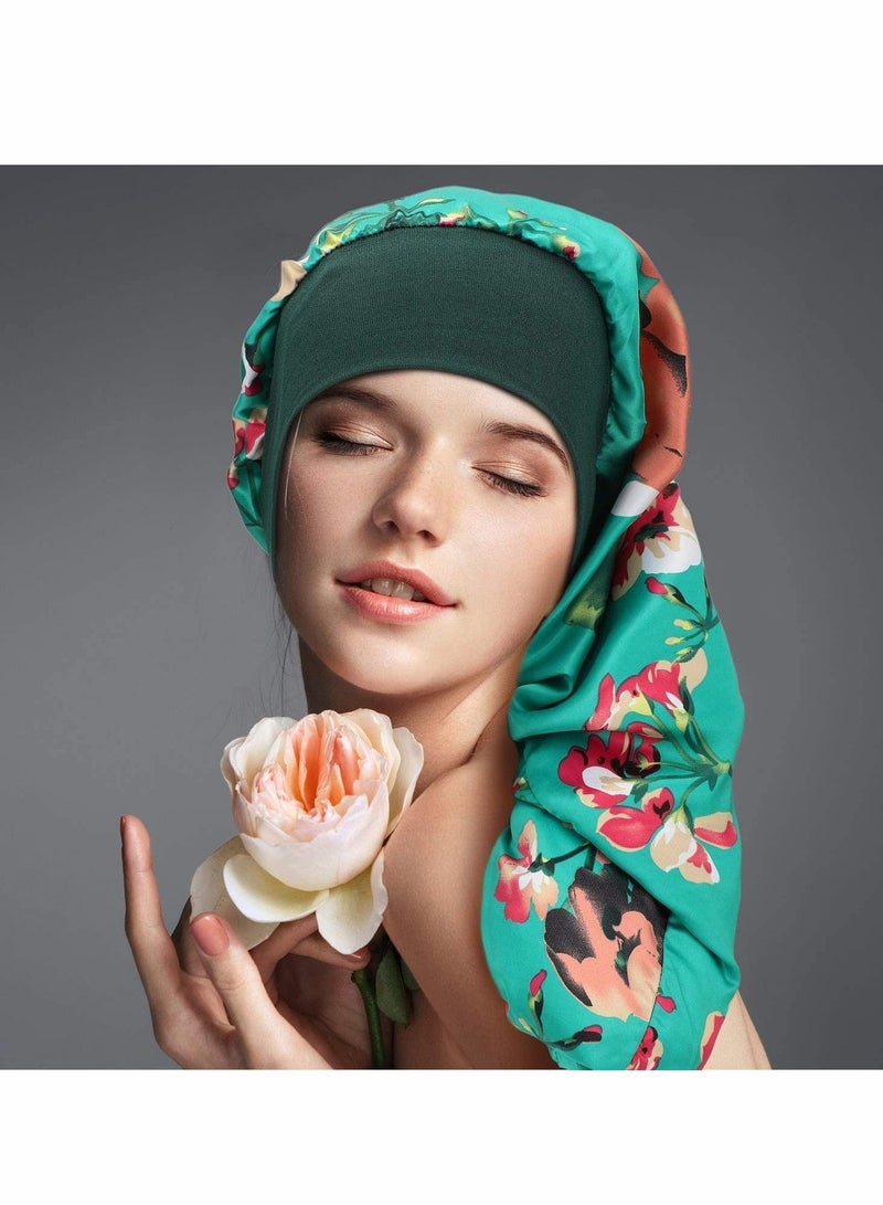 NIBEMINENT Satin Sleep Cap Long Bonnet Extra Large Elastic Band Silk Night Hat for Women Girls Curly Hair Braids Dreadlock Silky Loose Sleeping 6 Pieces - Image 3