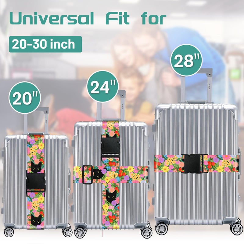 Slohif Luggage Straps for Suitcases Travel Belt Accessories Luggage Connector Identifiers 2 Pack Over Handle with Buckle Unique Nylon Adjustable Strap for Sleeping Bag Car Seat Cat - Image 3