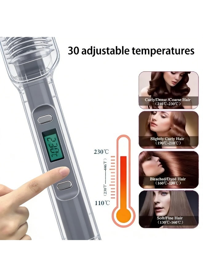 Grey & Purple Negative Ionic Hair Straightener Brush | 30 Adjustable Temperatures, Fast Heating & Anti-Scald, Home Use Hair Styling Comb - Image 5