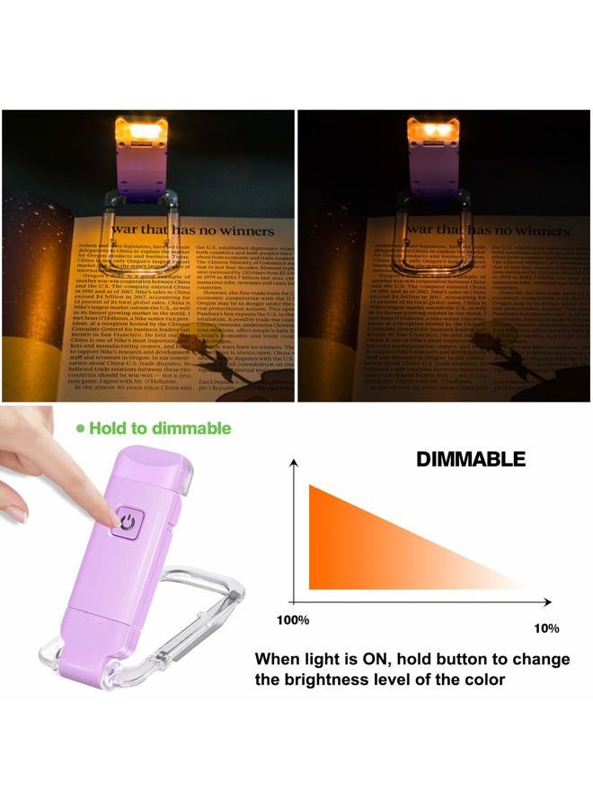 BIGLIGHT Amber Book Reading Light, LED Clip on Book Lights, Reading Lights for Books in Bed, Small Book Light for Kids, USB Rechargeable, 2 Brightness Adjustable for Eye Protection, Lavender - Image 3