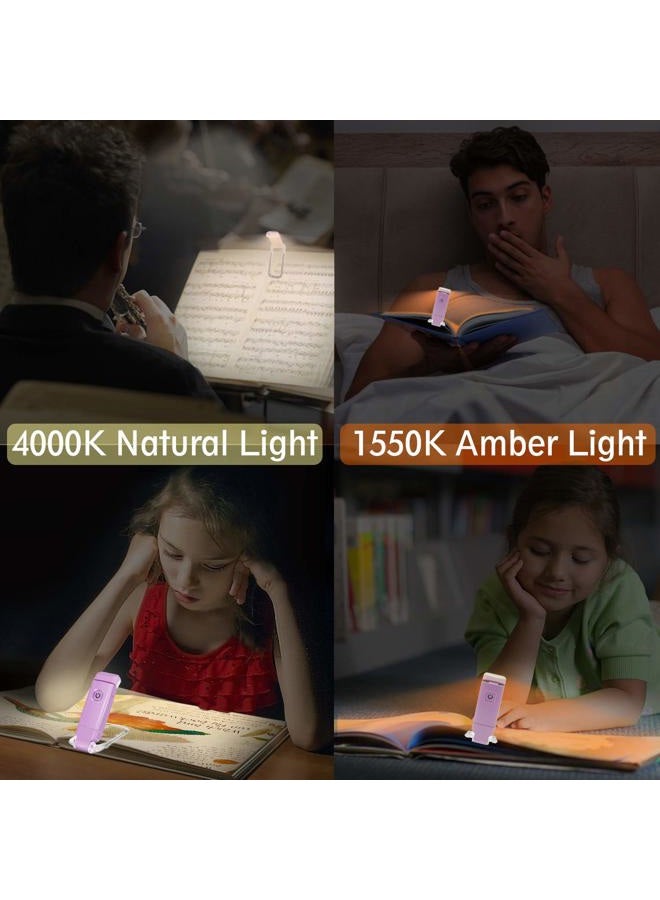 BIGLIGHT Amber Book Reading Light, LED Clip on Book Lights, Reading Lights for Books in Bed, Small Book Light for Kids, USB Rechargeable, 2 Brightness Adjustable for Eye Protection, Lavender - Image 4