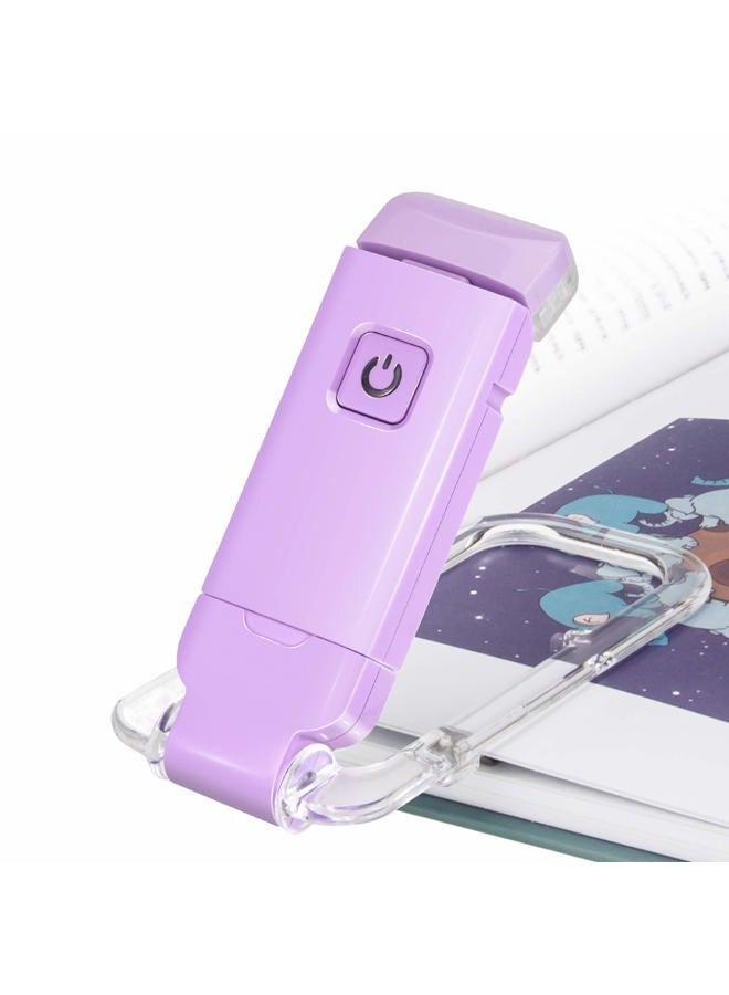 BIGLIGHT Amber Book Reading Light, LED Clip on Book Lights, Reading Lights for Books in Bed, Small Book Light for Kids, USB Rechargeable, 2 Brightness Adjustable for Eye Protection, Lavender - Image 1