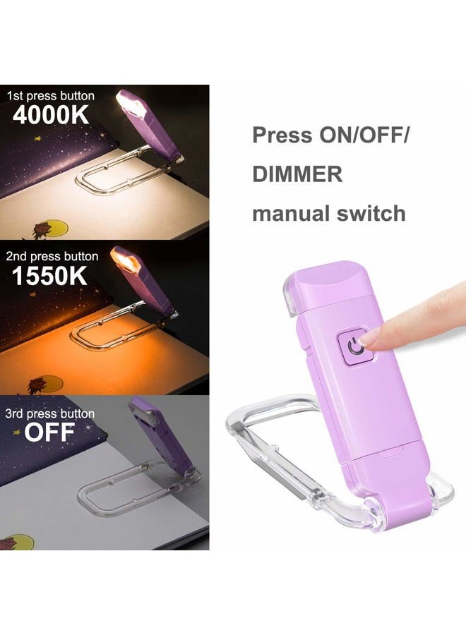 BIGLIGHT Amber Book Reading Light, LED Clip on Book Lights, Reading Lights for Books in Bed, Small Book Light for Kids, USB Rechargeable, 2 Brightness Adjustable for Eye Protection, Lavender - Image 2