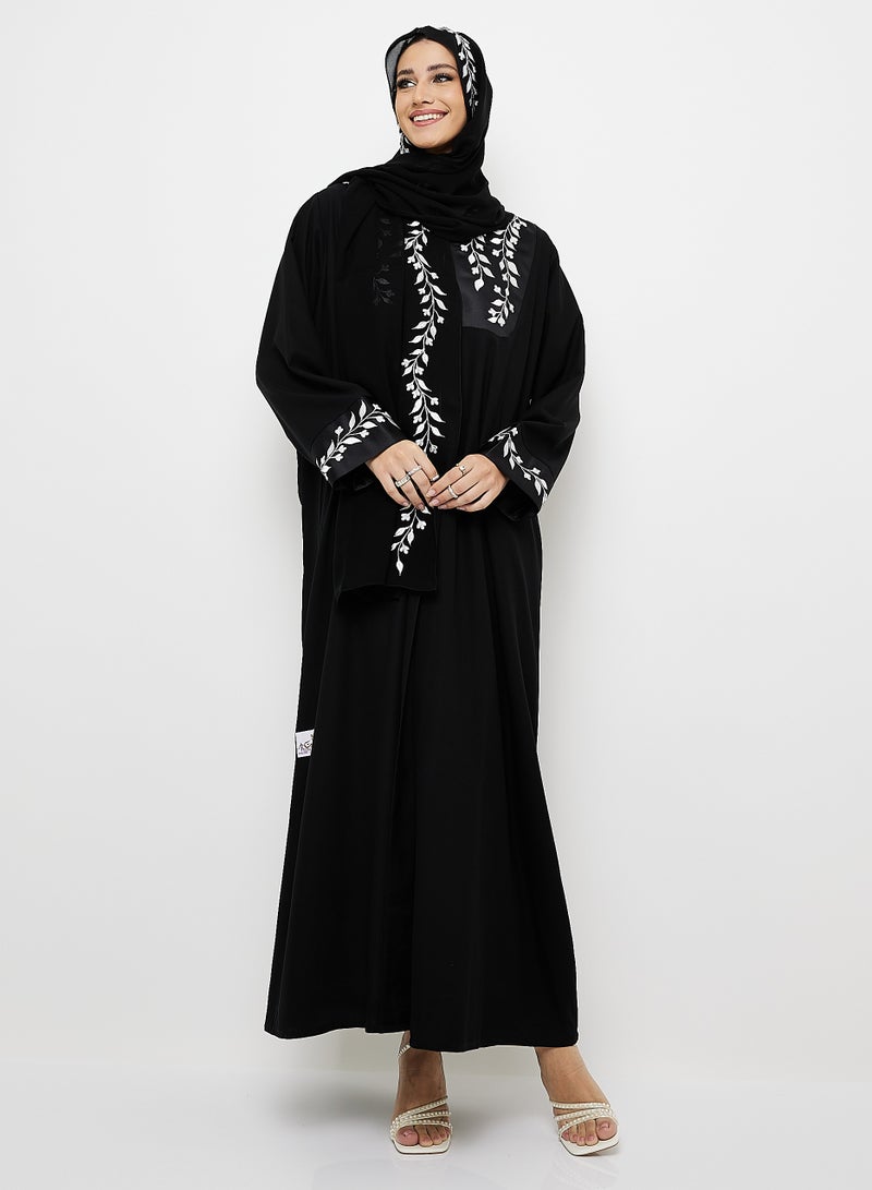 روزيت عباية عباية مزينة بالتطريز مع شيلة  - Image 3