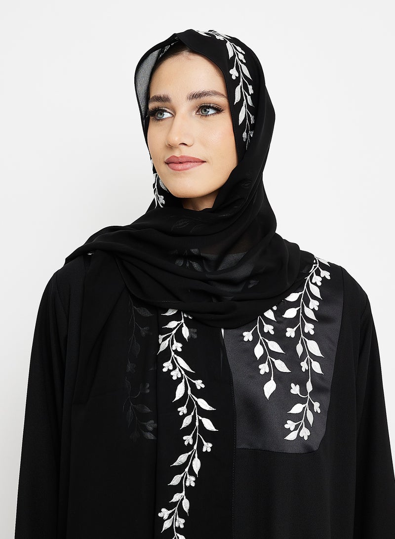 روزيت عباية عباية مزينة بالتطريز مع شيلة  - Image 4