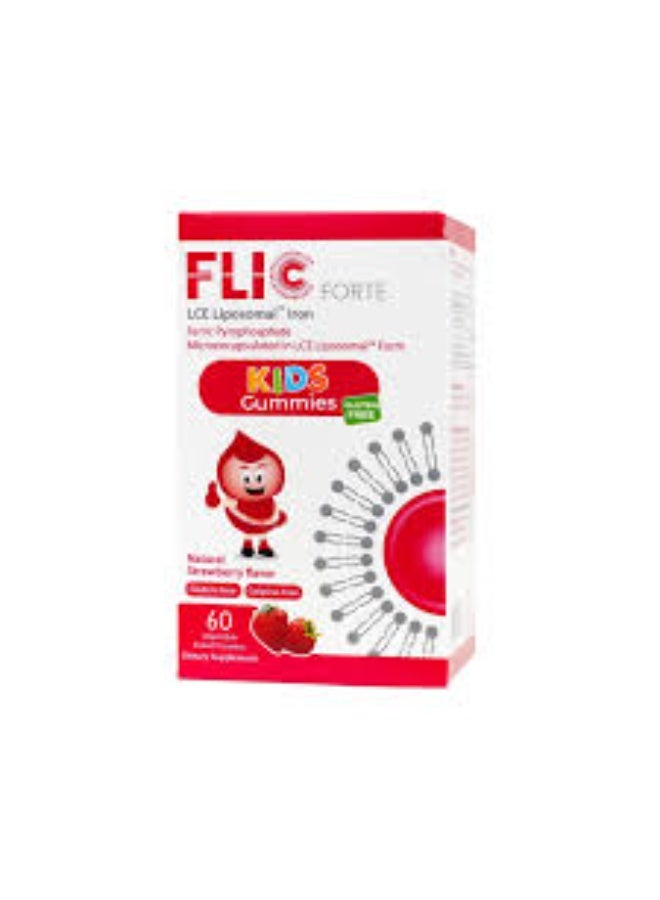 Flic Forte LCE Liposomal Iron 7 mg Kids Gummies (Natural Strawberry Flavor), 60 Gummies - Image 1