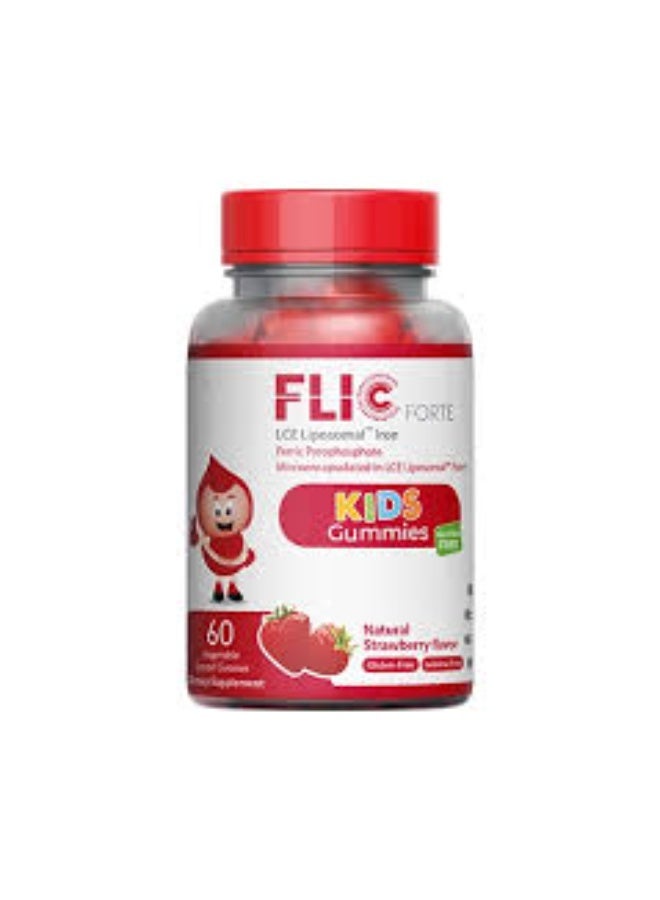 Flic Forte LCE Liposomal Iron 7 mg Kids Gummies (Natural Strawberry Flavor), 60 Gummies - Image 2