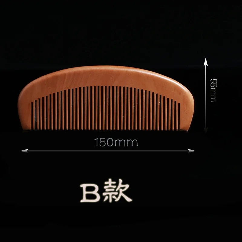 Y&D Peach Wood Hair Brush Natural Massage Carve Hairbrush Anti-static Comb Health Care Hairbrushes for All Hair Types - Image 4