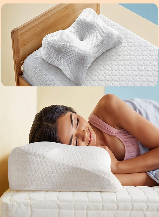 سليبي هيد وسادة Sleepyhead Yawn Winged 3D Support Butterfly المصنوعة من إسفنج الذاكرة - دعم مريح للرقبة والكتفين، وتخفيف آلام العظام، وتبريد عالي الكثافة | 26 × 15 بوصة | أبيض | ضمان لمدة عام - Image 1