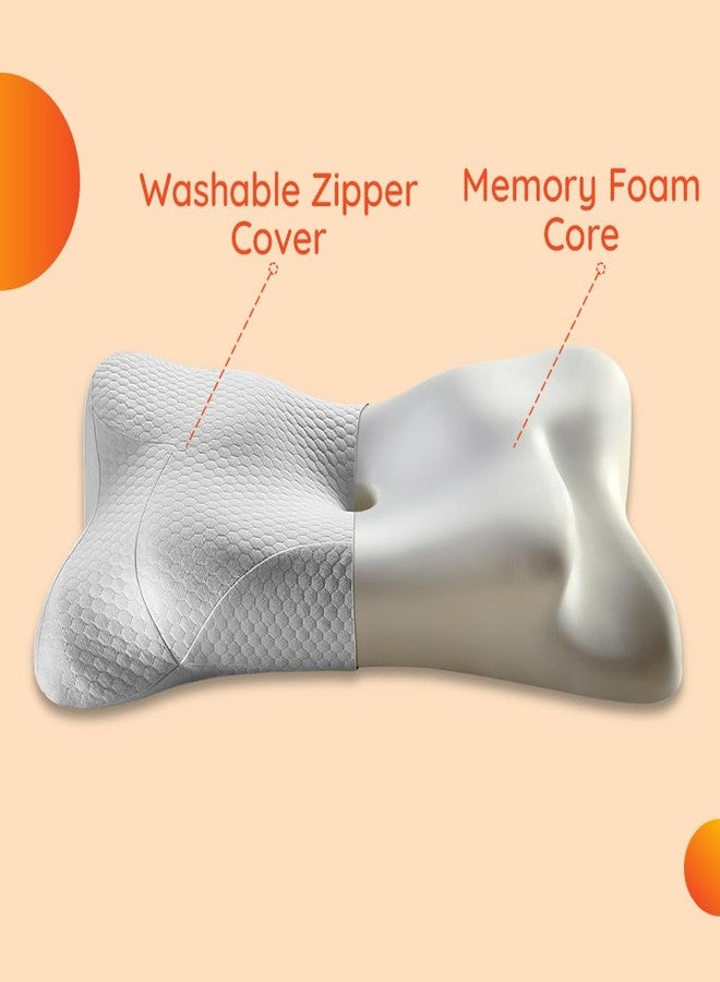 سليبي هيد وسادة Sleepyhead Yawn Winged 3D Support Butterfly المصنوعة من إسفنج الذاكرة - دعم مريح للرقبة والكتفين، وتخفيف آلام العظام، وتبريد عالي الكثافة | 26 × 15 بوصة | أبيض | ضمان لمدة عام - Image 5