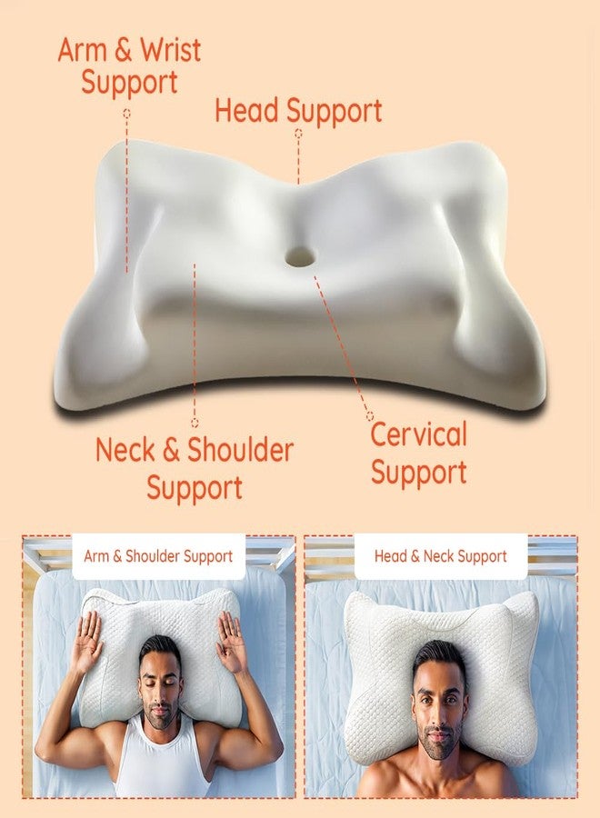 سليبي هيد وسادة Sleepyhead Yawn Winged 3D Support Butterfly المصنوعة من إسفنج الذاكرة - دعم مريح للرقبة والكتفين، وتخفيف آلام العظام، وتبريد عالي الكثافة | 26 × 15 بوصة | أبيض | ضمان لمدة عام - Image 2