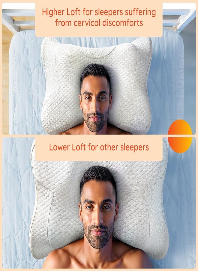 سليبي هيد وسادة Sleepyhead Yawn Winged 3D Support Butterfly المصنوعة من إسفنج الذاكرة - دعم مريح للرقبة والكتفين، وتخفيف آلام العظام، وتبريد عالي الكثافة | 26 × 15 بوصة | أبيض | ضمان لمدة عام - Image 4