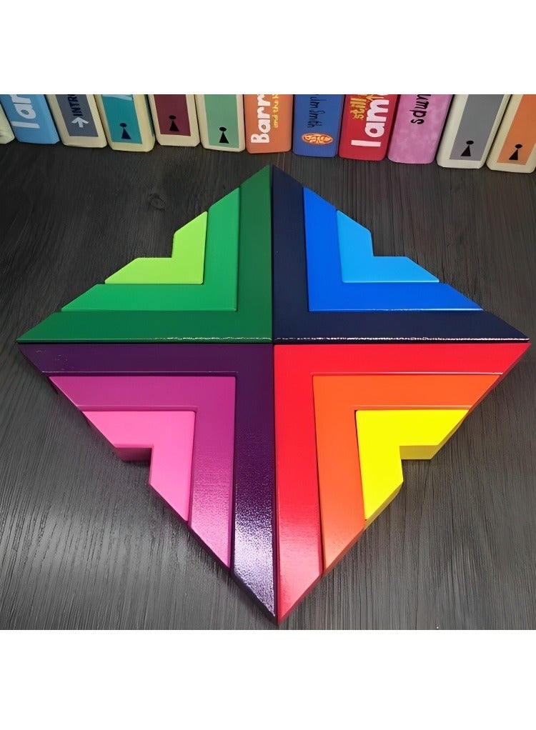 RAINBOW BRAND لعبة البناء والتشكيل باستخدام المكعبات الخشبية الملونة لتنمية المهارات الحسية والإدراكية للأطفال، ألعاب وهدايا تعليمية من منتيسوري لمرحلة ما قبل المدرسة تتضمن 12 قطعة من مكعبات البناء الخشبية الملونة - Image 2