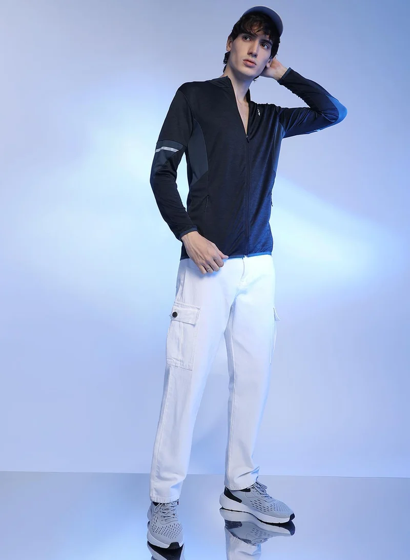 Campus Sutra  Men's Black Heathered Activewear Jacket With Contrast Detail for Men | Best Price UAE