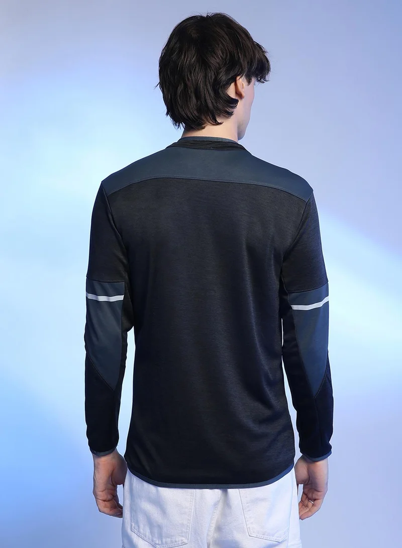 Campus Sutra  Men's Black Heathered Activewear Jacket With Contrast Detail for Men | Best Price UAE
