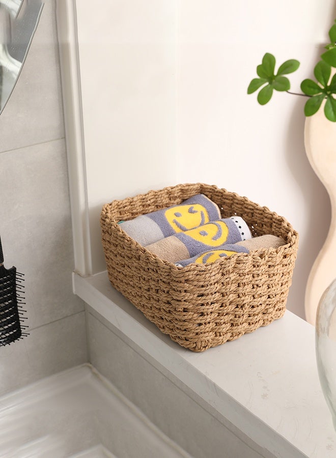 Haidue 3PCS Paper Rope Woven Storage Baskets Nordic Rectangular Organization Bins for Desktop Kitchen Bathroom Living Room - Image 5