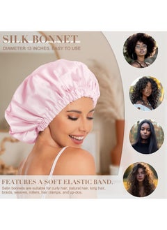 Edoneery Edoneery Satin Bonnet For Sleeping, Women's Silk Bonnet For Natural Hair, Navy, Pink, Black, Purple, Red, Washable, Breathable, Casual, Tennis, Spring, Summer  - Image 3