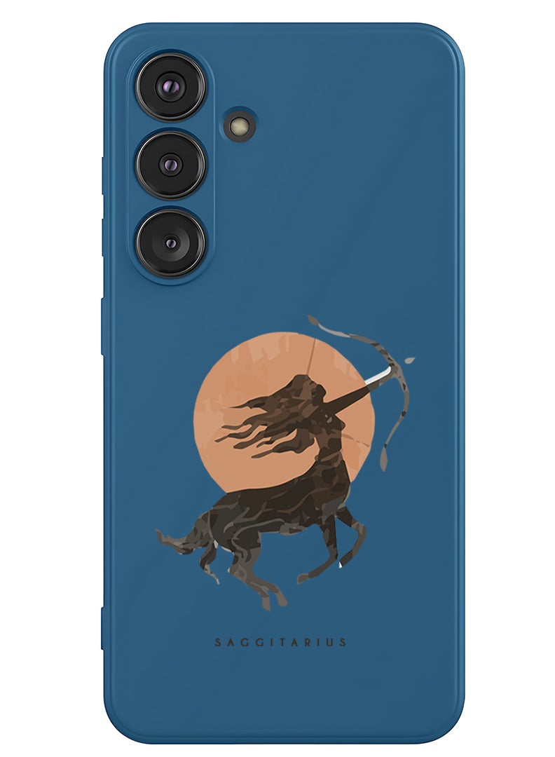 Theodor Protective Slim Fit Case Liquid Silicone Cover with Full Body Protection Anti-Scratch Shockproof Case For Samsung Galaxy S25 (Blue) - Sagittarius - Image 1